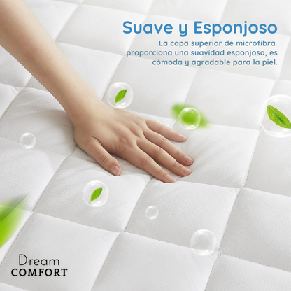 DreamComfort™  Cubre Colchón 2 Plazas y King – Máxima Protección y Comodidad para Tu Colchón