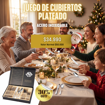Juego de Cubiertos de 24 Piezas Plateado de Acero Inoxidable