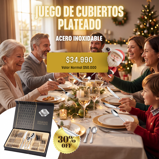 Juego de Cubiertos de 24 Piezas Plateado de Acero Inoxidable